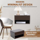 Wall Mounted Floating Night Stand - Wall Mounted Floating Nightstand with Drawer for Dorm & Bedroom, Cute Natural Wood Bedside Shelf & Desk, Storage Table with Soft Close Rails, Shelve for Decor Speed Wagon Foundation