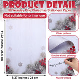 Weekgrat 80 Sets Christmas Stationery Paper with Envelopes 8.5 x 11 Inch Christmas Holiday Paper Envelopes for Holiday Events Notes Invitation Office(Woodsy Pine) Weekgrat