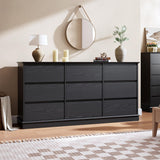 GarveeHome 9 Drawer Dressers for Bedroom, Chest of Drawers with Deep Drawers, Large Double Dresser for Closet with Wide Top, Horizontal Wooden Dresser for Living Room, Hallway, Kids Room, Black GarveeHome