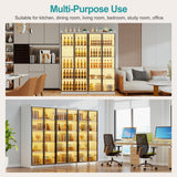 Lvifur 66" Tall Storage Cabinet, LED Kitchen Pantry Cabinet with Human Body Induction, 5 Tier Bookcase Display Cabinet with Adjustable Shelves for Living Room Office (White) Lvifur