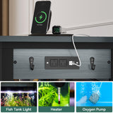 YITAHOME 55-75 Gallon aquarium stand with Power Outlets, Heavy Duty Metal Fish Tank Stand, Cabinet for Fish Tank Accessories Storage suitable for Fish Tank, Turtle Tank, 880LBS Capacity, Black YITAHOME