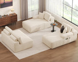 DURASPACE 126.2'' Modular Sectional Sofa, Convertible U Shaped Cloud Couch with Memory Foam, Corduroy Boneless Sectional Couches for Living Room, No Assembly Required (Beige) DURASPACE