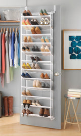 Whitmor Over the Door Shoe Organizer - Holds up to 36 Pairs of Shoes - Metal & Mesh - White Whitmor
