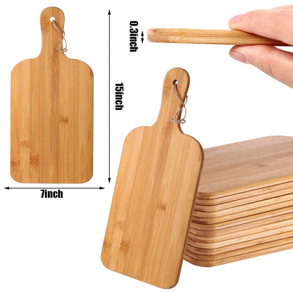 6 Pcs Cutting Board Set Plain Chopping Board with Handles Laser Engraving Serving Board Wooden Charcuterie Kitchen Board Bulk for DIY Housewarming Christmas Gift (15 x 7 Inch, Bamboo) - WoodArtSupply