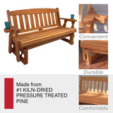 Amish Heavy Duty 800 Lb Mission Pressure Treated Porch Glider with Cupholders (5 Foot, Cedar Stain) Amish Casual