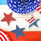 3 Pcs 4th of July Wooden Star Signs,Rustic Memorial Day Tiered Tray Decor, American Patriotic Table Decoration for Home Kitchen (Retro) Sereliy