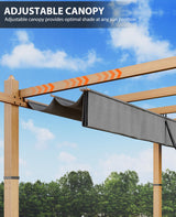 Agrestem 10x13 Ft Retractable Outdoor Pergola with Canopy, Upgraded Wood-Grain Aluminum Pergola, Modern Pavilion for Backyard, Patio, Porch, Grape Trellis, Gray Agrestem