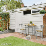 CAPHAUS 3 Pieces Dining Set for 2, Small Kitchen, Dining Room Table Set w/Steel Frame, 3 Pieces Patio Set w/Wine Rack, Small Dining Table Set for 2, Outdoor Dining Round Table Set, Natural Oak CAPHAUS