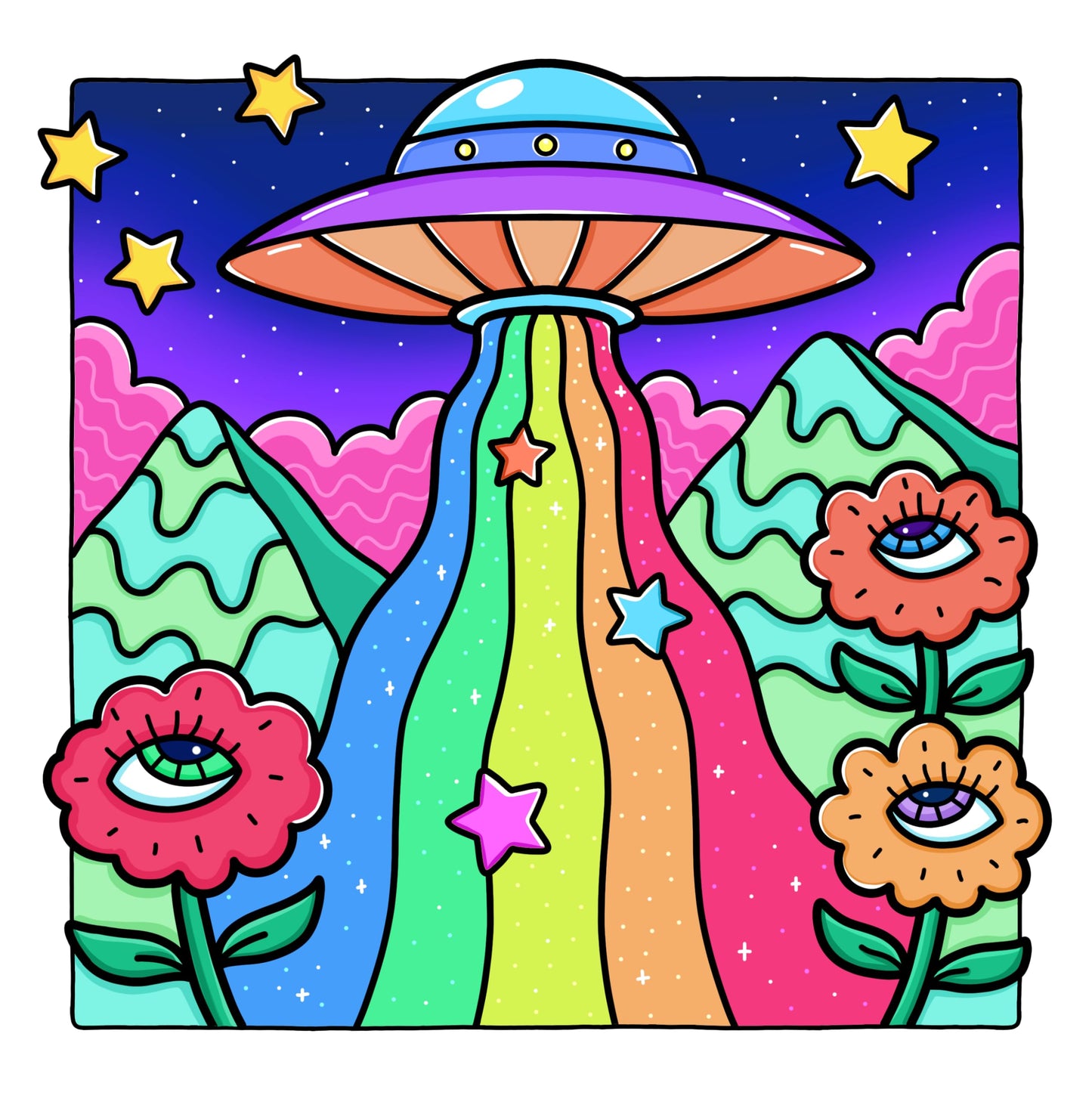 Trippy & Groovy: Psychedelic Coloring Book for Adults Featuring Mushrooms, Aliens, Magic Worlds and Illusions for Relaxation