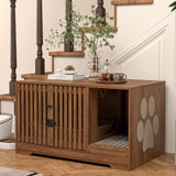 Cat Litter Box Enclosure Furniture, Hidden Litter Box Cabinet with Scratch Pad, Modern Wooden Cat House Washroom End Table for Living Room (Walnut) Athuiline