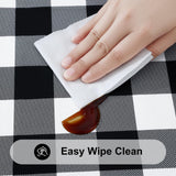 Smiry Rectangle Picnic Table Cloth, Elastic Waterproof Fitted Vinyl Tablecloth for 6 FT Tables, Flannel Backed Buffalo Plaid Table Covers for Dining, Camping, Outdoor (Black and White, 30" x 72") Smiry