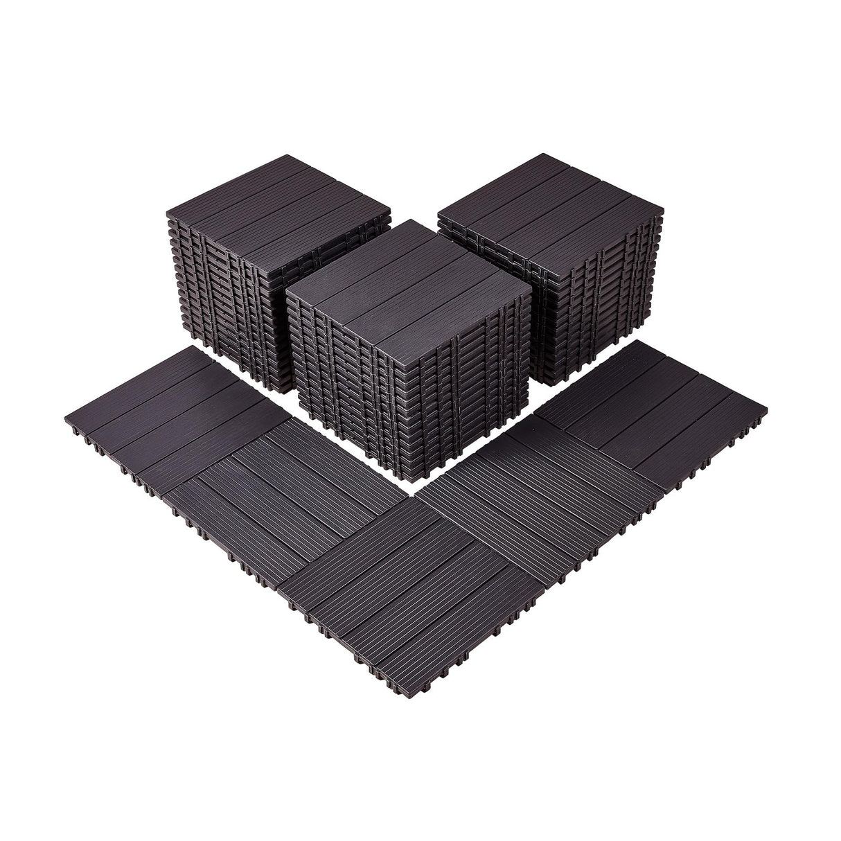 VEVOR Interlocking Deck Tiles, 54 Pack,12"x12" 54 sq. ft Plastic Waterproof Outdoor Flooring All Weather Use, Patio Floor Decking Covering Tiles for Porch Poolside Balcony Backyard, Dark Brown VEVOR