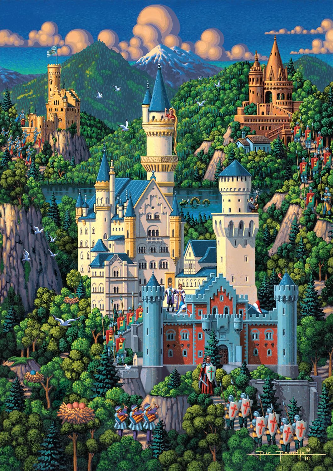 Buffalo Games - Dowdle - Neuschwanstein Castle - 300 Piece Jigsaw Puzzle for Adults -Challenging Puzzle Perfect for Game Nights - Finished Size is 21.25 x 15.00 Buffalo Games