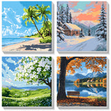 HEIBAGO Framed Paint by Numbers kit for Kids, 4 Pack Landscapes Paint by Numbers for Kids Ages 8-12, Paint by Numbers Kits Children Beginner, DIY Acrylic Oil Painting for Home Wall Decor 8x8 inch HEIBAGO
