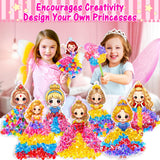 RIEYON Poke Poke Art - Magical Princesses Kits for Kids, 8 Princesses & 1 Flower Arts and Crafts Mess Free DIY Creative Activity Kits, Birthday Christmas Gifts for Girls & Boys Ages 5, 6, 7, 8, 9,10 RIEYON