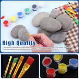 Glarks 34Pcs Rock Painting Kit, Including 15Pcs 2"-3" Flat Painting Stones River Rocks, 12 Colors Non-Toxic Washable Paint, 6Pcs Paint Brushes and 1Pc Palette for DIY Arts and Craft Activities Glarks