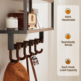 Orapoke Wall Shelf with Hooks, 2 Tier Coat Rack Wall Mount with Shelf for Entryway Farmhouse Living Room, 5 Wooden Decorative Wall Hooks for Hanging Coat Jackets Hats Towel Key (16.5") Orapoke