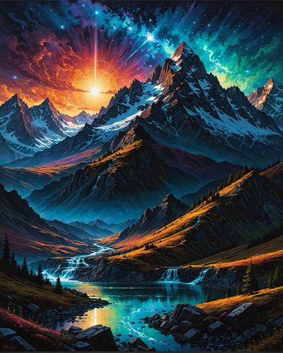 Mountain Paint By Numbers Kit For Adults Beginner Colourful Landscape Paint By Number Kits Acrylic On Canvas Mountains Oil Painting Kit Adults' Paint-By-Number Kits For Gift Home Wall Decor 16x20 Inch