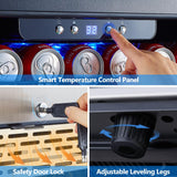 Phiestina 24 inch Indoor/Outdoor Beverage Refrigerator 175 Cans Built-in/Freestanding Beverage Fridge Cooler Lockable Stainless Steel Door Auto Defrost Quiet For Home/Commercial,6 Removable Shelves Phiestina