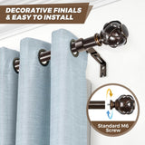 KAMANINA 1 Inch Curtain Rod Telescoping Single Drapery Rod 36 to 72 Inches (3-6 Feet), Antique Bronze Curtain Rods for Windows 24 to 68 Inches, Netted Texture Finials KAMANINA