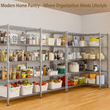 Himimi Storage Shelves-5 Tier Heavy Duty Wire Shelving Unit with Leveling Feet, 1500LBS Adjustable Metal Shelves Organizer for Kitchen Garage Pantry Laundry, 60" W*14" D*72" H, Silver Himimi