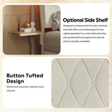 WLIVE Queen Size Upholstered Bed Frame with 2 Side Shelves, Linen Tufted Storage Headboard with Charging Ports and LED Light, Metal Solid and Stable, No Box Spring Needed, Easy Assembly, Beige WLIVE