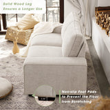 LEISLAND 88.58" Modern Sofas Couches for Living Room, Chenille Sofas & couches with Square Armrest, Removable Low-Back Sofa Cushion and Detachable Sofa Cover/Easy to Install(Beige) LEISLAND