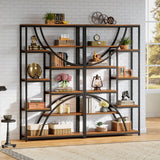 Tribesigns 70.87'' Tall Bookshelf Set of 2, 9-Tier Industrial Etagere Bookcase, Large Geometric Bookshelves with Open Shelf, Wood & Metal Freestanding Display Shelf for Living Room, Brown & Black Tribesigns