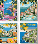 4Pack Paint by Numbers for Adult,Cityscape Paint by Numbers Kit for Adults Beginners,DIY Paint by Numbers Acrylic Paint CanvasPainting Kits Art,Home Wall Decor, 10X14 inch(Without Frame) APTDYIGL