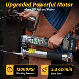 TaskStar Grease Gun, 2-in-1 Easy-to-Use Battery Grease Gun Kit with 2 * 4000mAh Batteries, Efficient Cordless Grease Gun with 90 Degree Coupler Adapter, Electric Grease Gun with LED Light, Gray TaskStar