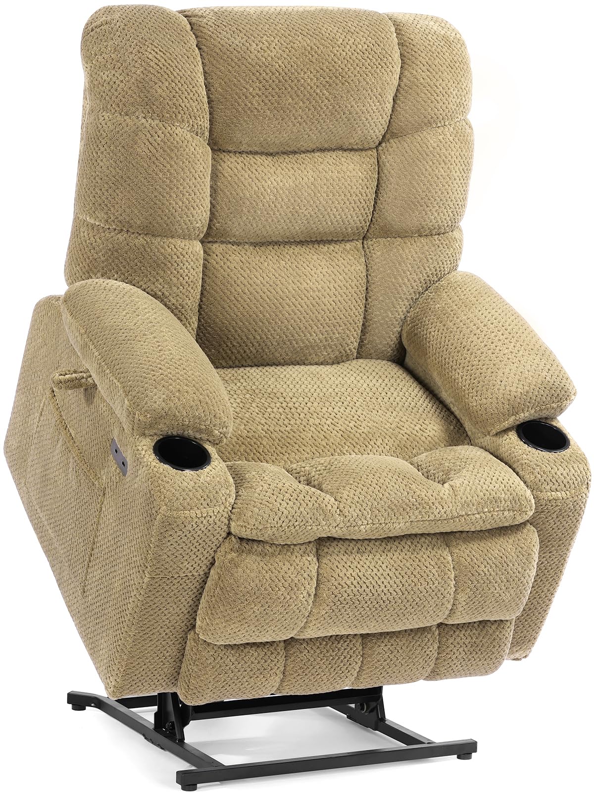 EONIX Wide Power Lift Recliner Chair for Elderly, 400lbs Heavy Duty Oversized Lift Chair with Heat and Massage, Lay Flat Power Lift Recliner with Cup Holders and Charging Ports, Beige EONIX