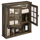 Glass Door Display Cabinet: Adjustable Shelf + Open Storage + Tiered Curio Structure, Multipurpose Home Living Room Storage Unit Dystler