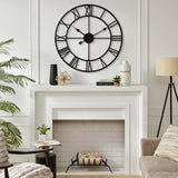 CLXEAST Silent 24 Inch Wall Clocks for Living Room Decor, Large Black Metal Roman Numeral Wall Clocks for Modern Farmhouse Home Decor,House Warming Gifts New Home CLXEAST