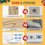 YKHALLYBEE Puzzle Table 1500 Pieces Wooden Jigsaw Puzzle Board with Legs, 34.3”x 26.5” Puzzle Board with 4 Drawers and Cover, Foldable Leg Puzzle Table for Adults Natural HALLYBEE