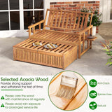 LDAILY Moccha Acacia Wood Outdoor Daybed - Wooden Loveseat Sofa with 4-Level Backrest, Storage Ottoman, Cushions, Outside Sunbed, Double Bed Lounger for Backyard Porch Pool Patio Furniture Set LDAILY