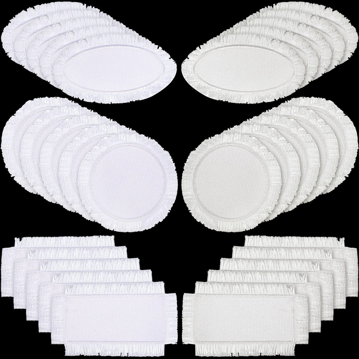 30 Pieces Sublimation Patches Fabric Iron on Blank Patches 3 Shapes Repair Patches Sublimation Blank Hat Patch for DIY Crafts, Caps Clothes Shoes Bags Backpacks Uniforms (Beige, White) Jutom