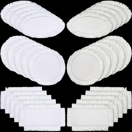 30 Pieces Sublimation Patches Fabric Iron on Blank Patches 3 Shapes Repair Patches Sublimation Blank Hat Patch for DIY Crafts, Caps Clothes Shoes Bags Backpacks Uniforms (Beige, White) Jutom