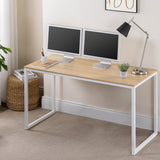 ZINUS Jennifer 55 Inch White Frame Desk, Computer Workstation, Office Desk, Dining Table, Easy Assembly, Natural Zinus