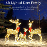 Best Choice Products 3-Piece Large Lighted Christmas Deer Family Set 5Ft Outdoor Yard Decoration with 360 LED Lights, Stakes, Zip Ties - Gold Best Choice Products