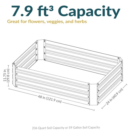 Sunnydaze 11.75" H Raised Metal Garden Bed - Galvanized Raised Garden Bed Outdoor for Vegetables and Flowers - Woodgrain - 4' x 2' Silver Sunnydaze