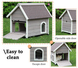 Rockever Outdoor Cat House, Feral Cat House Outdoor Weatherproof with Escape Door and Clear Windows for 2 Cats (Grey Rockever