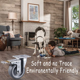 4 Inch Castets Set of 4 Heavy Duty Caster Wheels with Brake 2200Lbs Swivel Rigid TPR Rubber Wheel Silent Castor Locking Industrial Plate Casters Wheels for Cart Furniture Workbench, 2 Fixed & 2 Brake VM VIMA