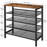 HOOBRO Shoe Rack, 5-Tier Shoe Storage Unit Flat & Slant Adjustable Shoe Organizer Shelf for 16 Pairs, Durable and Stable, for Entryway, Hallway, Closet, Dorm Room, Industrial, Rustic Brown BF01XJ01 HOOBRO