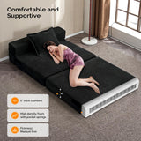 VINGLI Futon Sofa Bed Black Sleeper Sofa Chair Bed Floor Sofa Twin Small Couch Folding Mattress Couches for Living Room Floor Chair Freestanding RV Futon Couch for Indoor and Outdoor VINGLI
