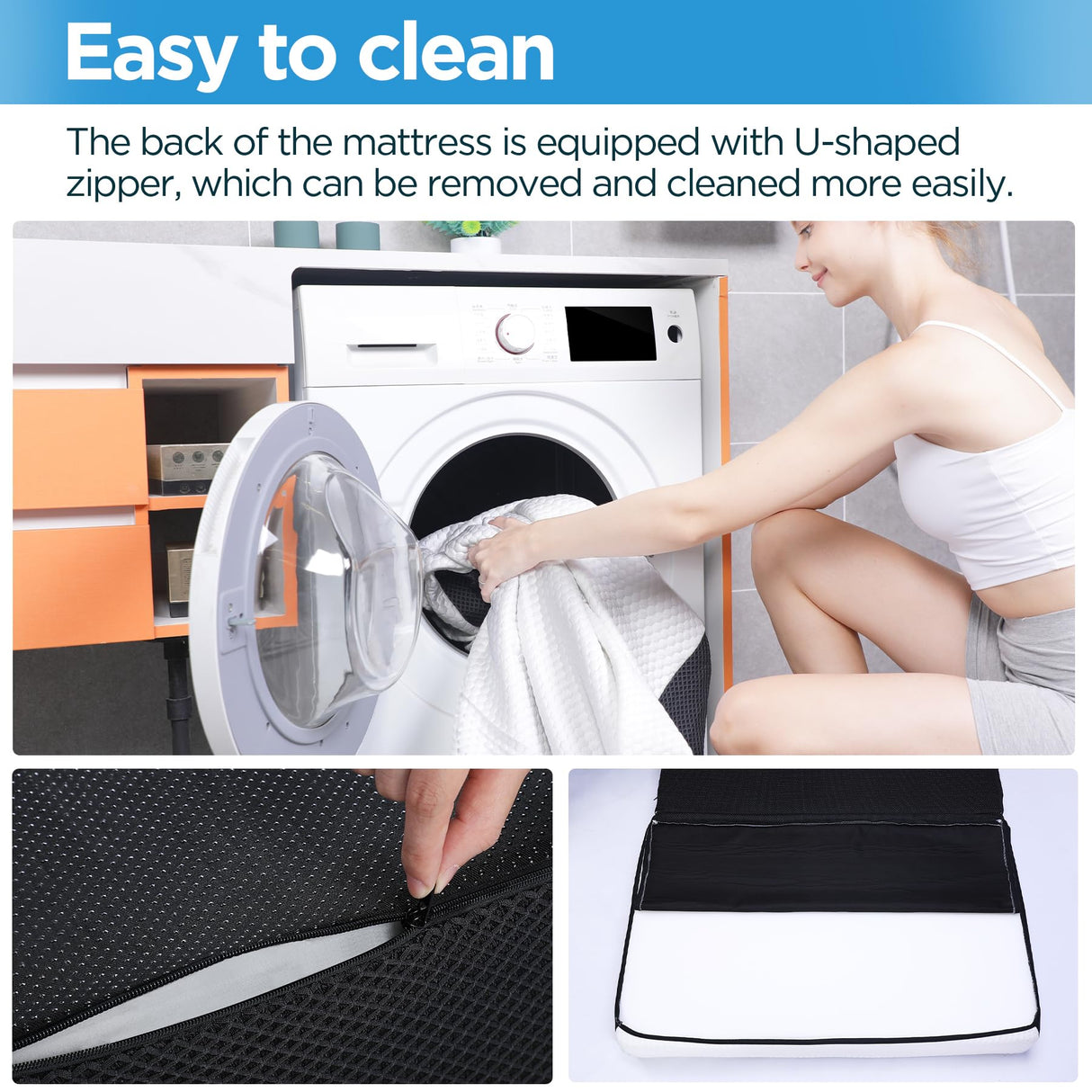 Roxzo Memory Foam Folding Mattress,6 inch Twin Tri-Folding Memory Form Mattress, Portable Trifold Mattress Topper with Washable Cover, Non-Slip Bottom Camping Mattress Guest Bed, 75"x38"x6" Roxzo