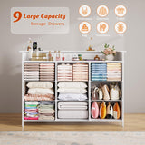 Nicehill Dresser for Bedroom with 9 Drawer,White Dresser with LED Light,TV Stand for Bedroom with Charging Station,Chests of Drawers for Bedroom Hallway,Closet (White) Nicehill