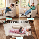 LINSY 360 Swivel Rocker Recliner - Corduroy Nursery Glider Rocking Chair with 2 Pillows, Comfy High Back Adult Recliner for Small Spaces, Nursery Bedroom Living Room Reclining Chairs (Beige) LINSY