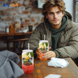 Joyclub 8 Pack Sublimation Cups 16 OZ Frosted Glass Cans Blanks with Clear Lids Mason Jars for Iced Coffee Beer Juice and Soda Drinks Joyclub