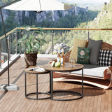 aboxoo Coffee Table Nesting Round Table Set of 2 Side Table with Sturdy Metal Frame for Living Room Bedroom Apartment Modern Industrial Simple Nightstand,Rustic Brown aboxoo