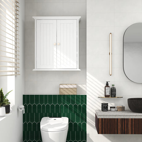 ChooChoo Bathroom Wall Cabinet, Over The Toilet Space Saver Storage Cabinet, Medicine Cabinet with 2 Door and Adjustable Shelves, Cupboard ChooChoo